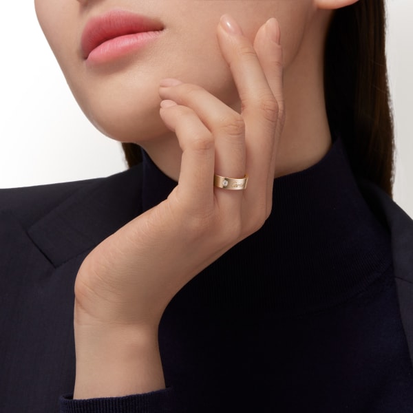 C ドゥ カルティエ ウェディングリング、幅5mm、ダイヤモンド1石 ピンクゴールド、ダイヤモンド