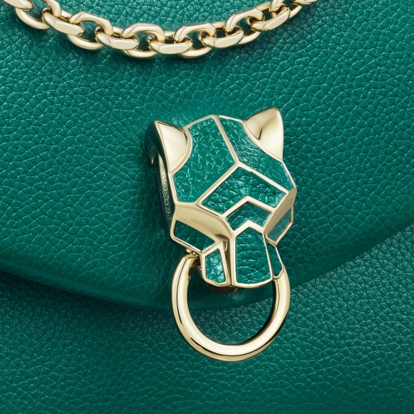 パンテール ドゥ カルティエ チェーンバッグ ミニ ブライトグリーン カーフスキン、ゴールド フィニッシュ