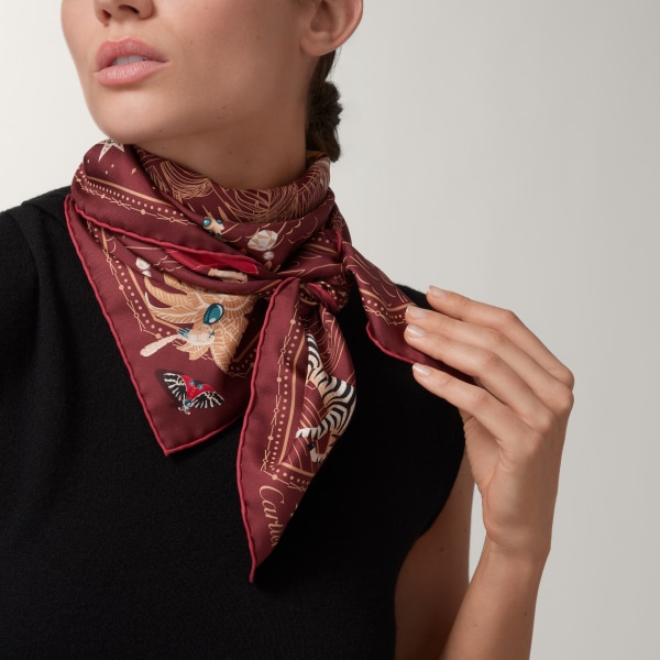 プレシャス アドレス スクエア スカーフ 90 レッド シルクツイル