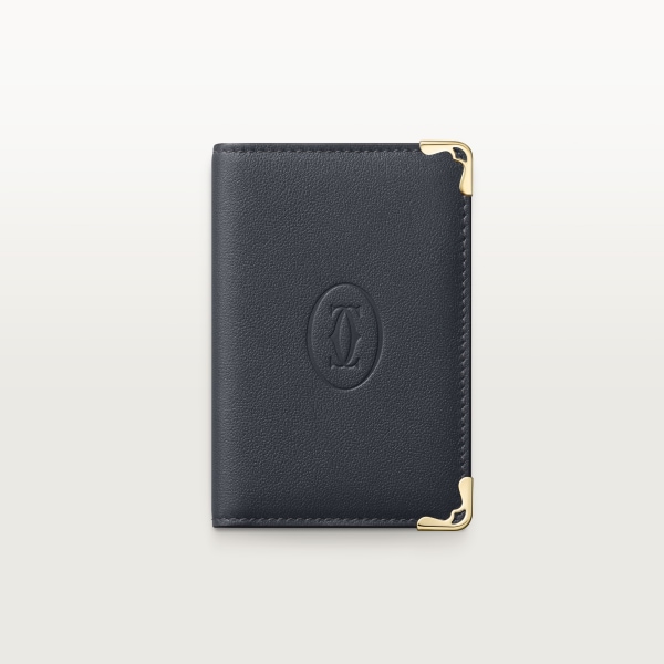 カード ホルダー 
マスト  スレートグレー＆スカイブルー カーフスキン、ゴールドフィニッシュ