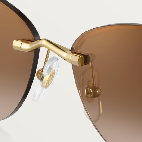 CRESW00687 - パンテール ドゥ カルティエ サングラス - スムース ゴールドフィニッシュ メタル、グレーレンズ - Cartier