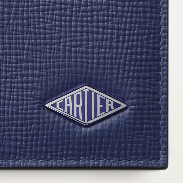ウォレット ロザンジュ  ネイビーブルー グレイン カーフスキン、パラジウムフィニッシュ、エナメル