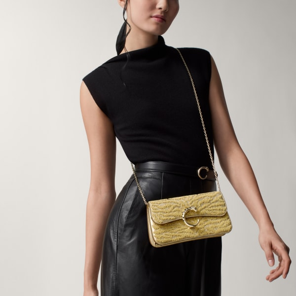 ミニ バッグ パンテール C  ゴールドメタリック カーフスキン、タフテッド パンテールモチーフの刺繍入り