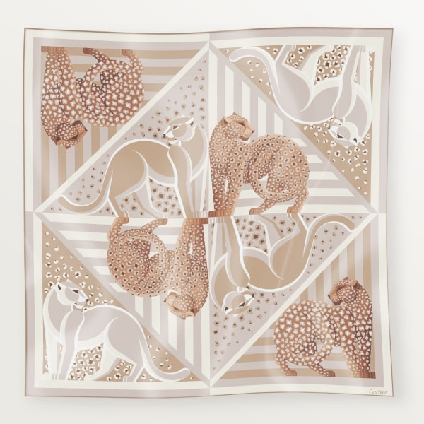 パンテール イリュージョン スクエア スカーフ 90 コードベージュ シルクツイル