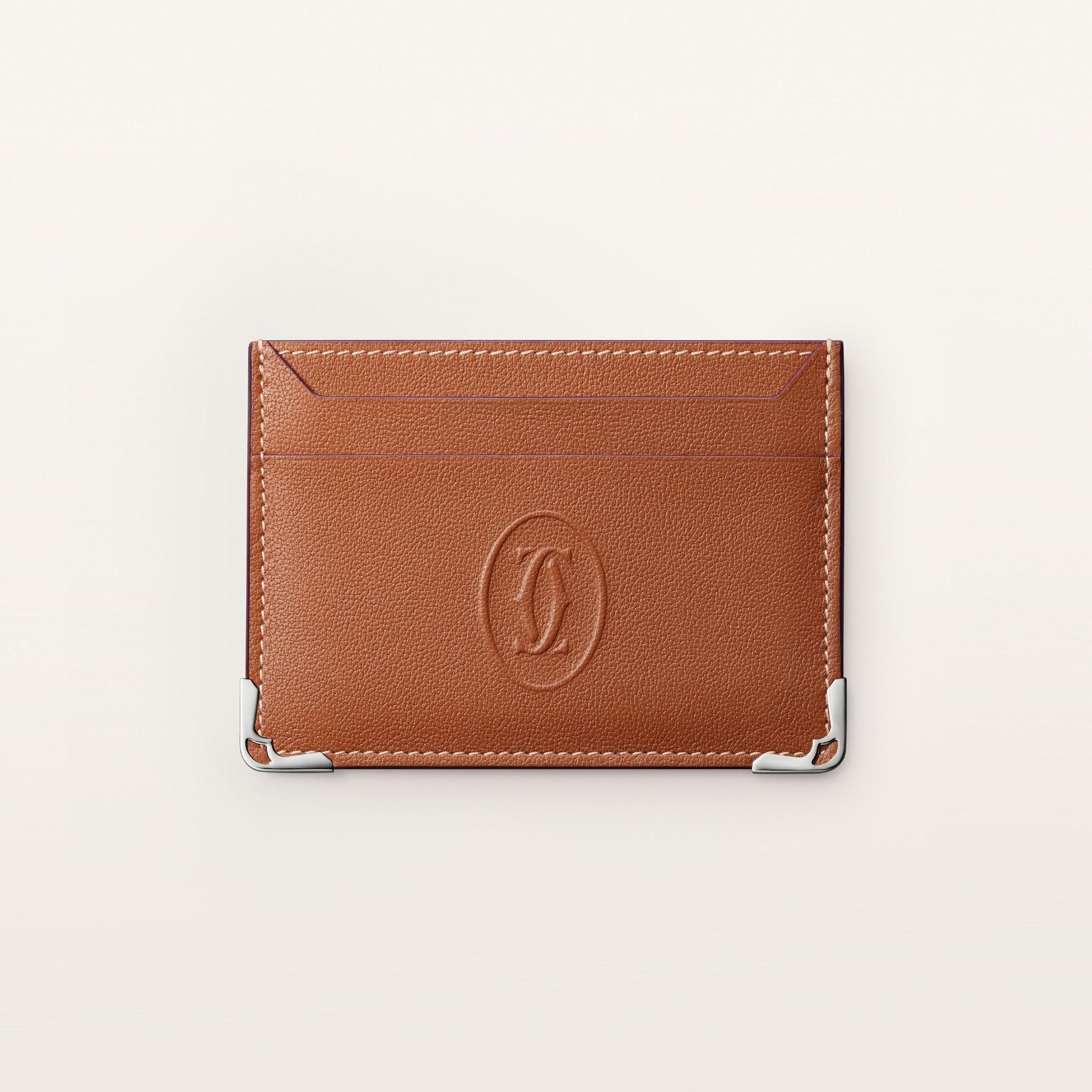 マスト カードホルダーキャラメルカラー カーフスキン、パラジウムフィニッシュ