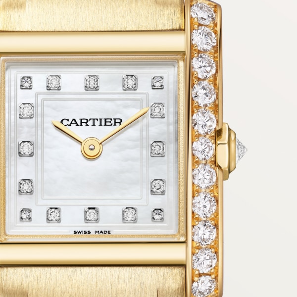 【日本限定】 タンク フランセーズ ウォッチ スモールモデル、高効率クォーツムーブメント、イエローゴールド、ダイヤモンド
