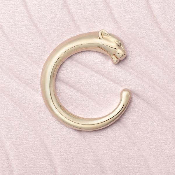 パンテール ドゥ カルティエ シンプル カードホルダー ペタルピンク カーフスキン、「Cartier」ロゴのエンボス加工、ゴールドフィニッシュ