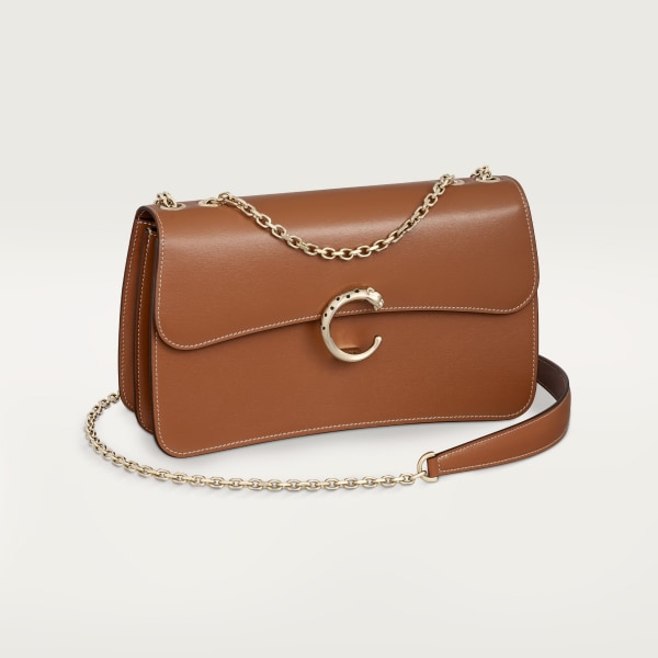 スモール バッグ パンテール C  キャラメル カーフスキン、ゴールドフィニッシュ