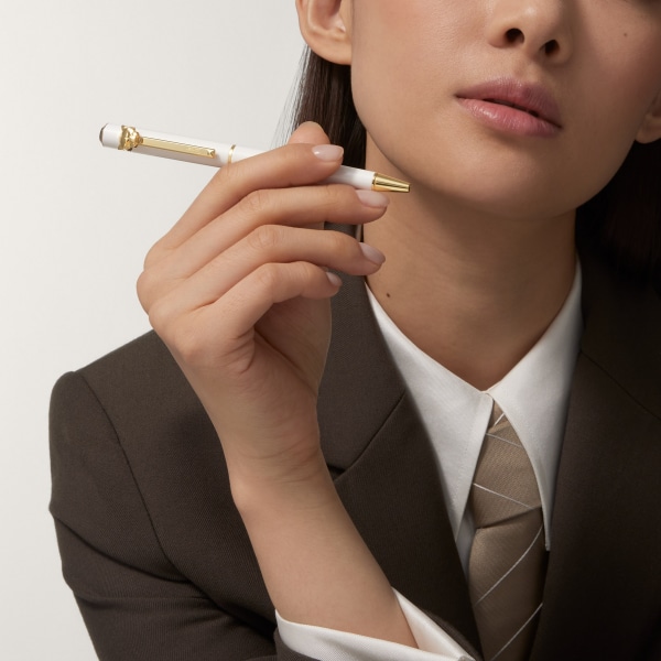 パンテール ドゥ カルティエ ボールペン SM、ホワイトラッカー、ゴールド フィニッシュ