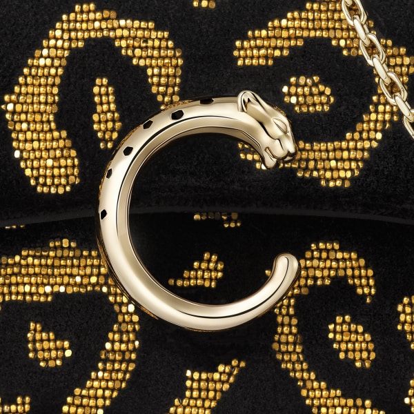 ミニ バッグ パンテール C  レオパードモチーフのタフティングとビーズ、ゴールドフィニッシュ