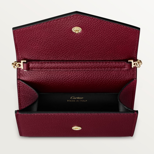 パンテール ドゥ カルティエ ウォレット バッグ ボルドーカラー カーフスキン、ゴールドフィニッシュ