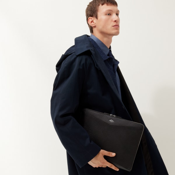 ポートフォリオ ロザンジュ  ブラック グレインド カーフスキン、パラジウムフィニッシュ＆エナメル