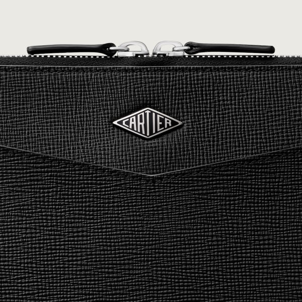 ポートフォリオ ロザンジュ  ブラック グレインド カーフスキン、パラジウムフィニッシュ＆エナメル