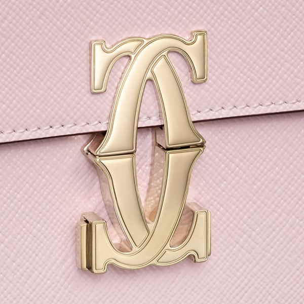 イーストウェストバッグ C ドゥ カルティエ  ペタルピンク テクスチャー カーフスキン、刺繍入り、ゴールドフィニッシュ