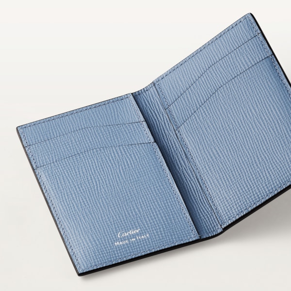 カード ホルダー ロザンジュ  ディープブルー＆クラウドグレー グラデーションカーフスキン、パラジウム＆エナメルフィニッシュ