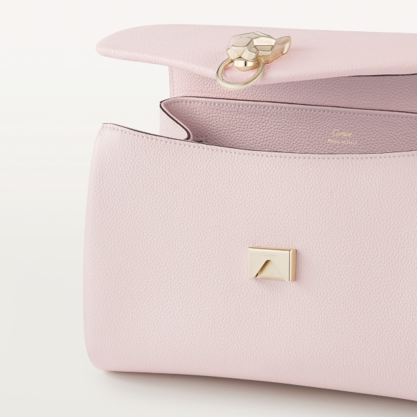 スモール バッグ パンテール グラフィック  ペタルピンク グレイン カーフスキン、ゴールドフィニッシュ