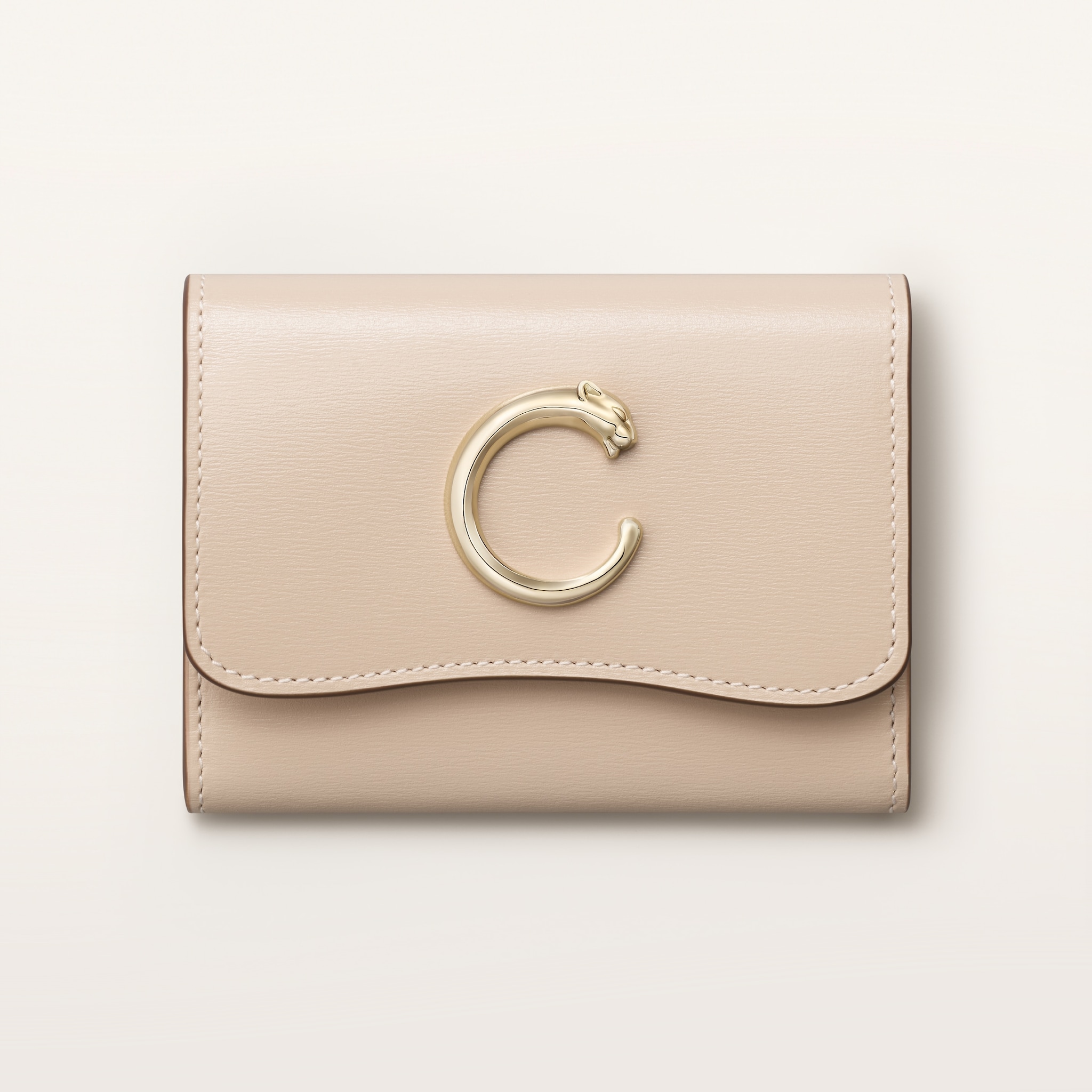 ウォレット パンテール C コードベージュ カーフスキン、ゴールドフィニッシュ