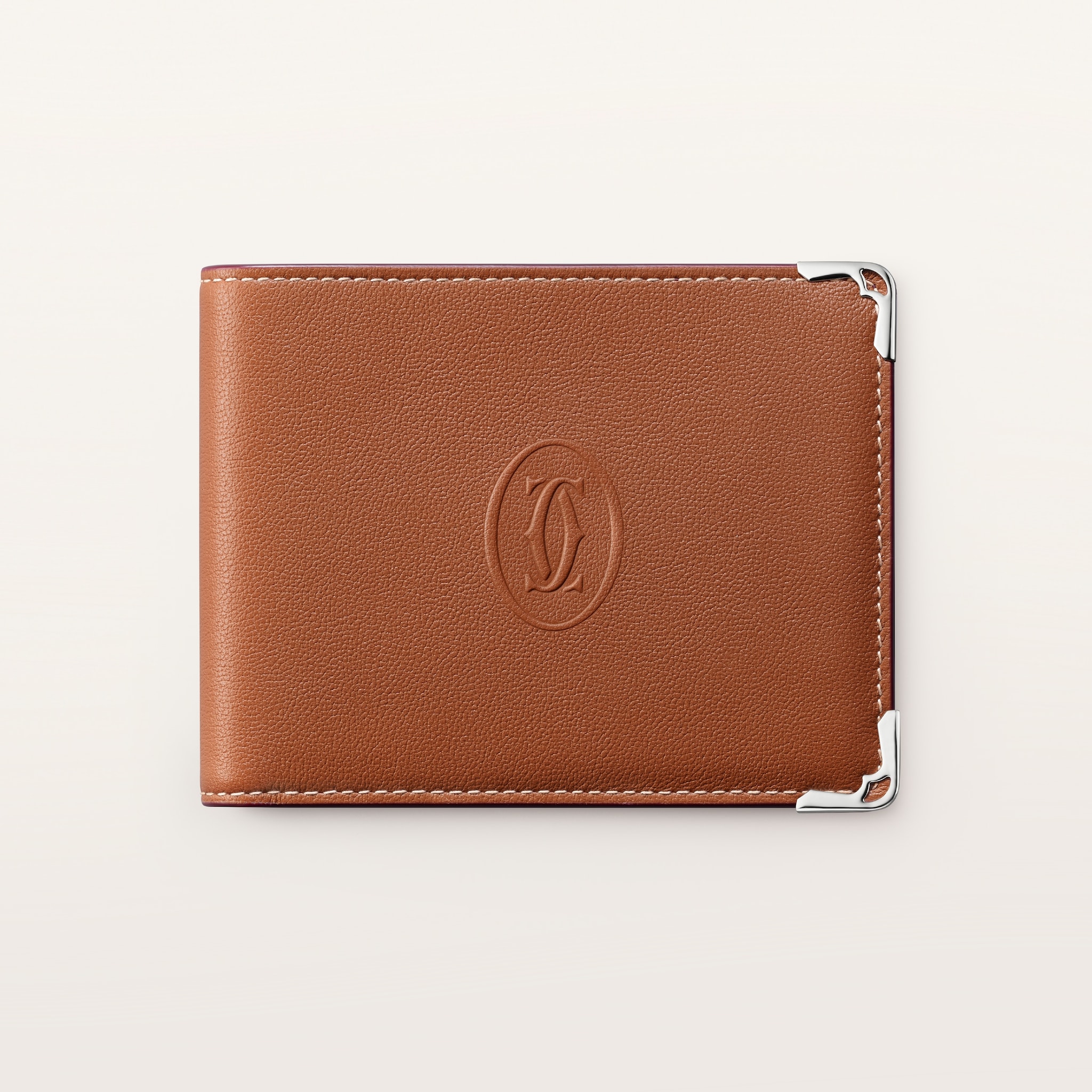 マスト ウォレットキャラメルカラー カーフスキン、パラジウムフィニッシュ