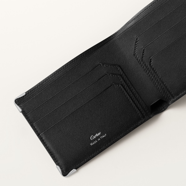 ウォレット マスト  デボス加工 ブラック カーフスキン、ゴドロンモチーフ、パラジウムフィニッシュ