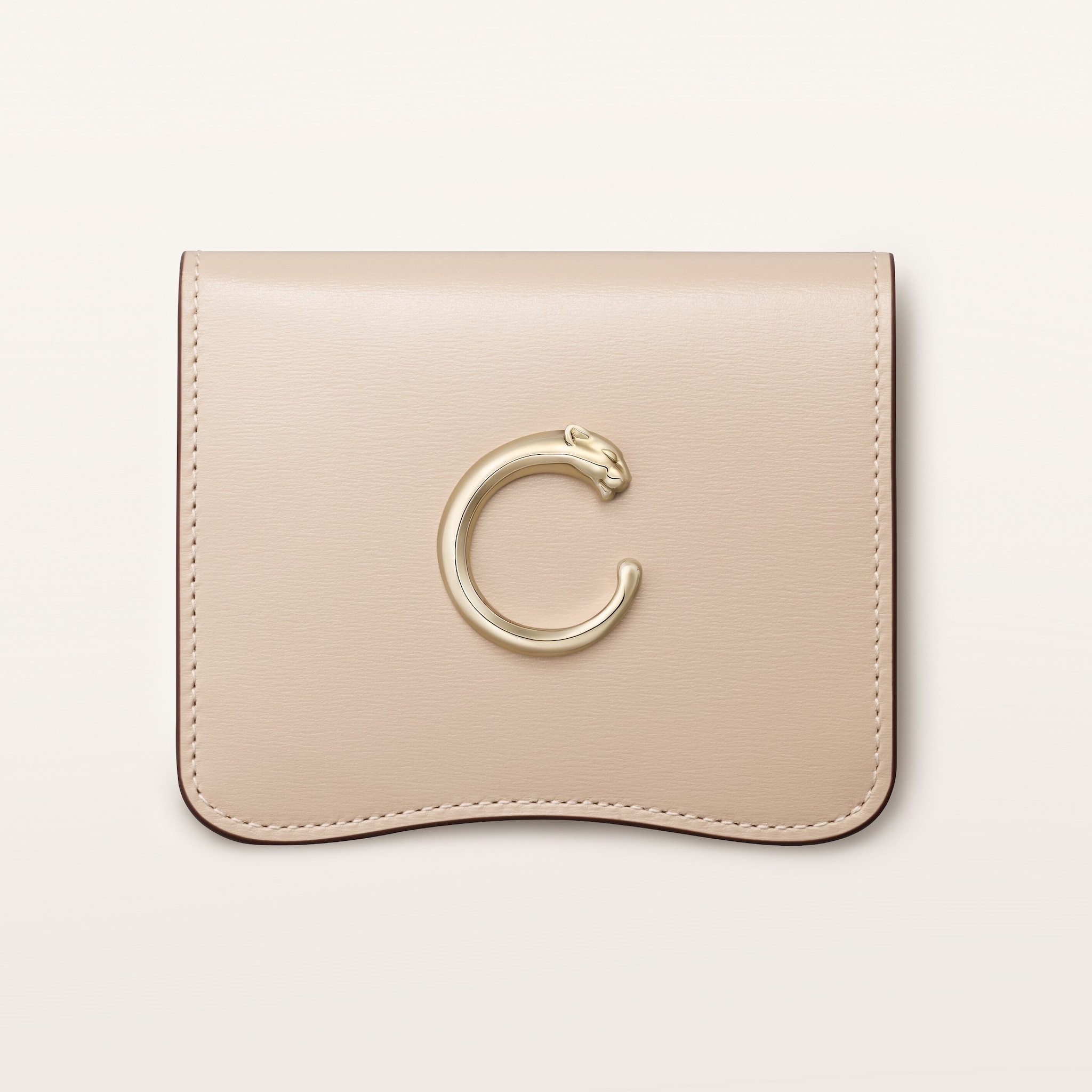 ウォレット パンテール C コードベージュ カーフスキン、ゴールドフィニッシュ