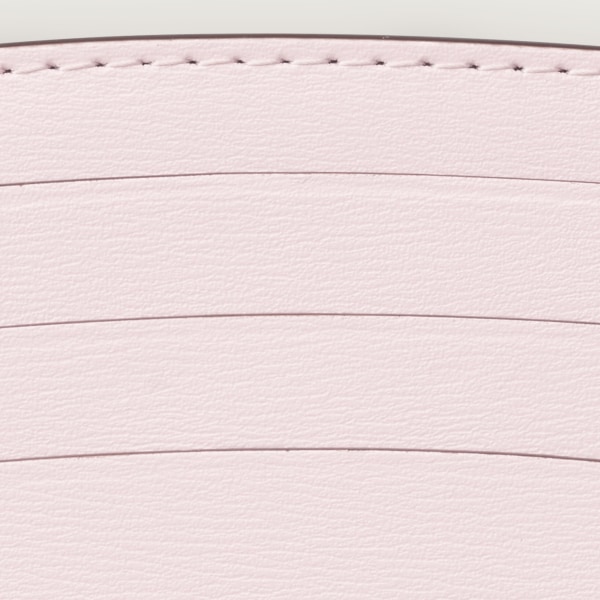 カード ホルダー パンテール C  ペタルピンク カーフスキン、「Cartier」ロゴのエンボス加工、ゴールドフィニッシュ