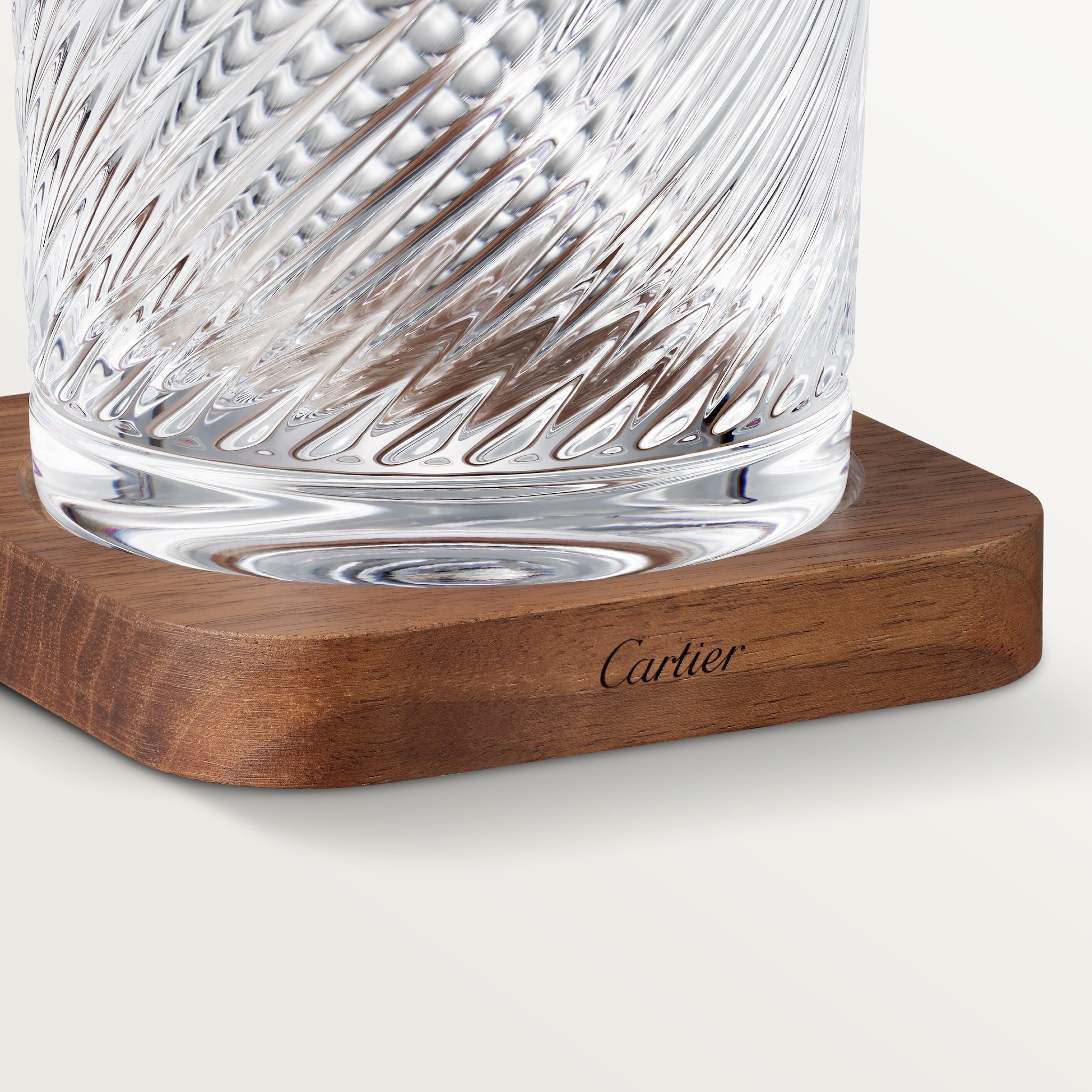 サントス ドゥ カルティエ 2グラス＆2コースター セットクリスタル、ウォルナットウッド