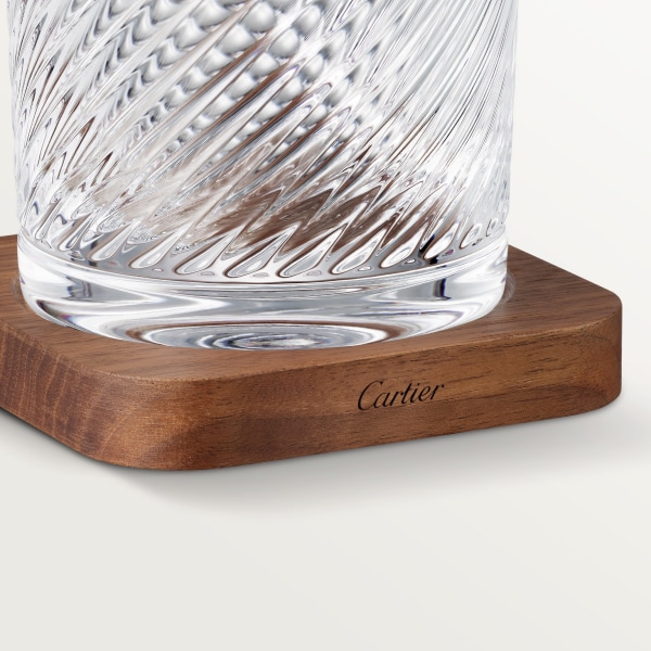 サントス ドゥ カルティエ 2グラス＆2コースター セット クリスタル、ウォルナットウッド