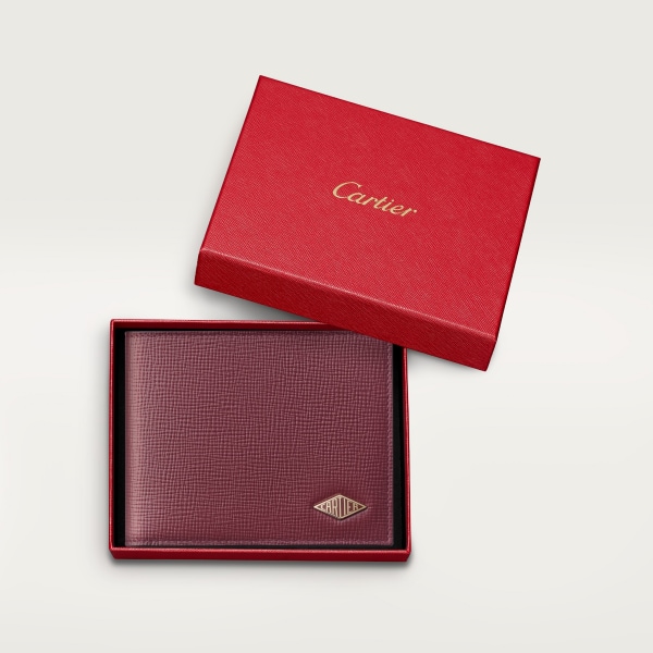 ウォレット ロザンジュ  ボルドーカラー グレインド カーフスキン、ゴールドフィニッシュ、ボルドーカラー エナメル