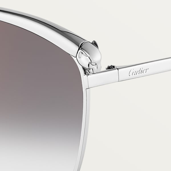 パンテール ドゥ カルティエ サングラス スムース プラチナフィニッシュ メタル、グレーレンズ 