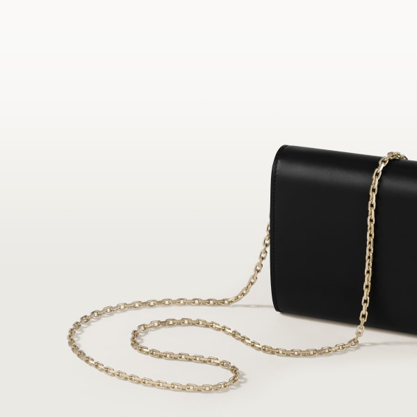 チェーンウォレット C ドゥ カルティエ  ブラック カーフスキン、ゴールド＆ブラックのエナメルフィニッシュ