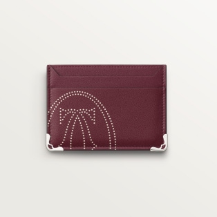 カード ホルダー マスト  ボルドーカラー カーフスキン、XLドットロゴ プリント、パラジウムフィニッシュ