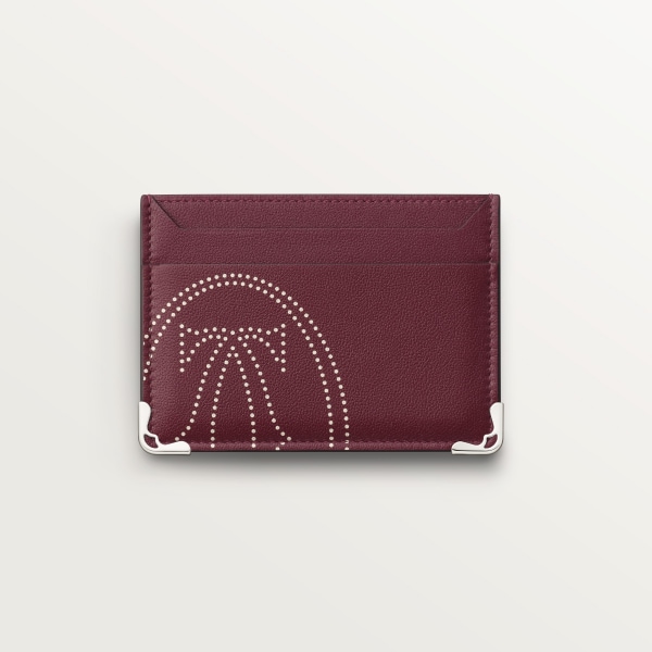 カード ホルダー マスト  ボルドーカラー カーフスキン、XLドットロゴ プリント、パラジウムフィニッシュ