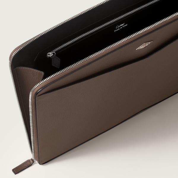 ロザンジュ ポートフォリオ ペッパーグレー グレインド カーフスキン、パラジウムフィニッシュ＆エナメル