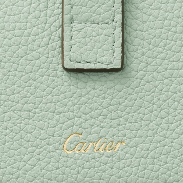 アコーディオンカードホルダー、トリニティ ジェイドカラー グレイン カーフレザー、ゴールド、パラジウムまたはピンクゴールドフィニッシュ