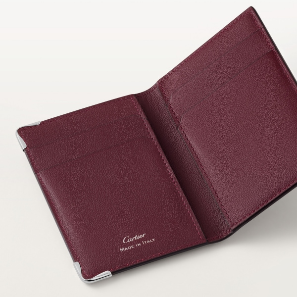 カード ホルダー マスト  ボルドーカラー カーフスキン、XLドットロゴ プリント、パラジウムフィニッシュ