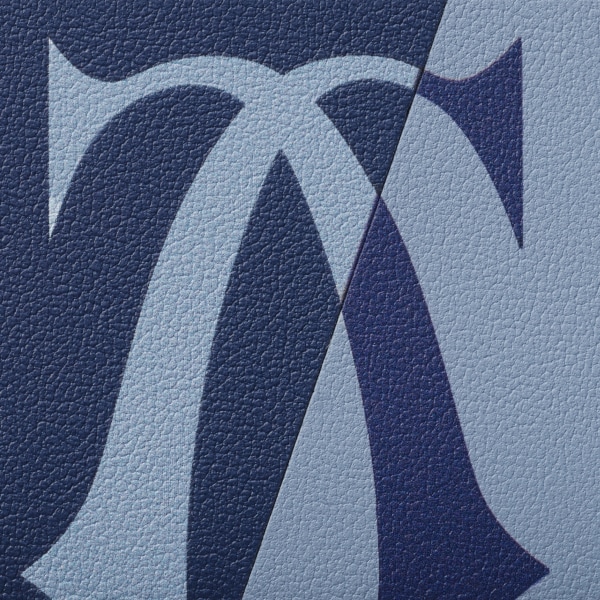 カード ホルダー マスト  ディープブルー＆クラウドグレー スムースカーフスキン、パラジウムフィニッシュ