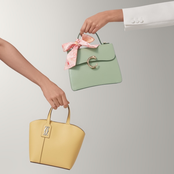 スモール バッグ パンテール C  セージグリーン カーフスキン、ゴールドフィニッシュ