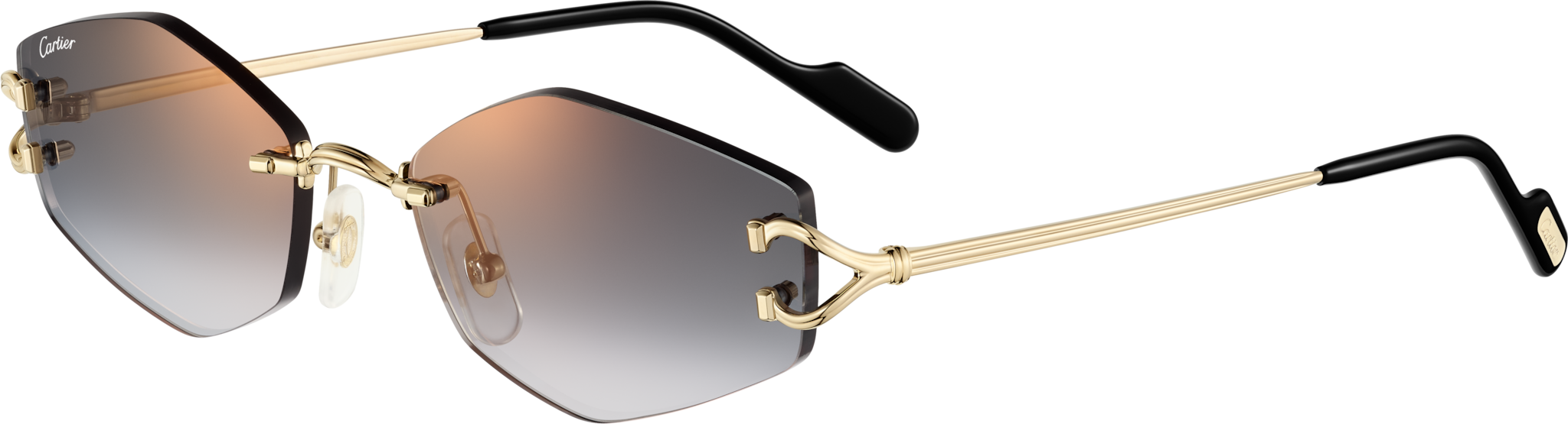 デコール C クラッシック モチーフ サングラススムース ゴールドフィニッシュ メタル、グレーグラデーションレンズ