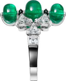 アン エキリーブル リング、エメラルド、パヴェ ホワイトゴールド、オニキス、エメラルド、ダイヤモンド
