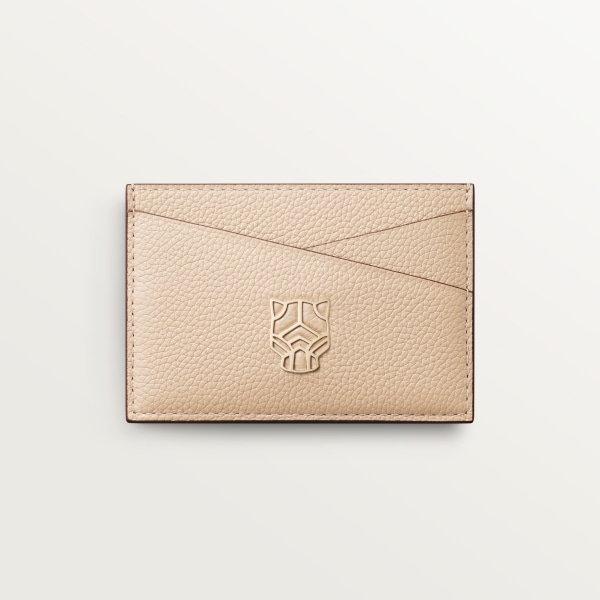 パンテール ドゥ カルティエ シンプル カードホルダー ライトベージュ グレインカーフスキン、ゴールドフィニッシュ