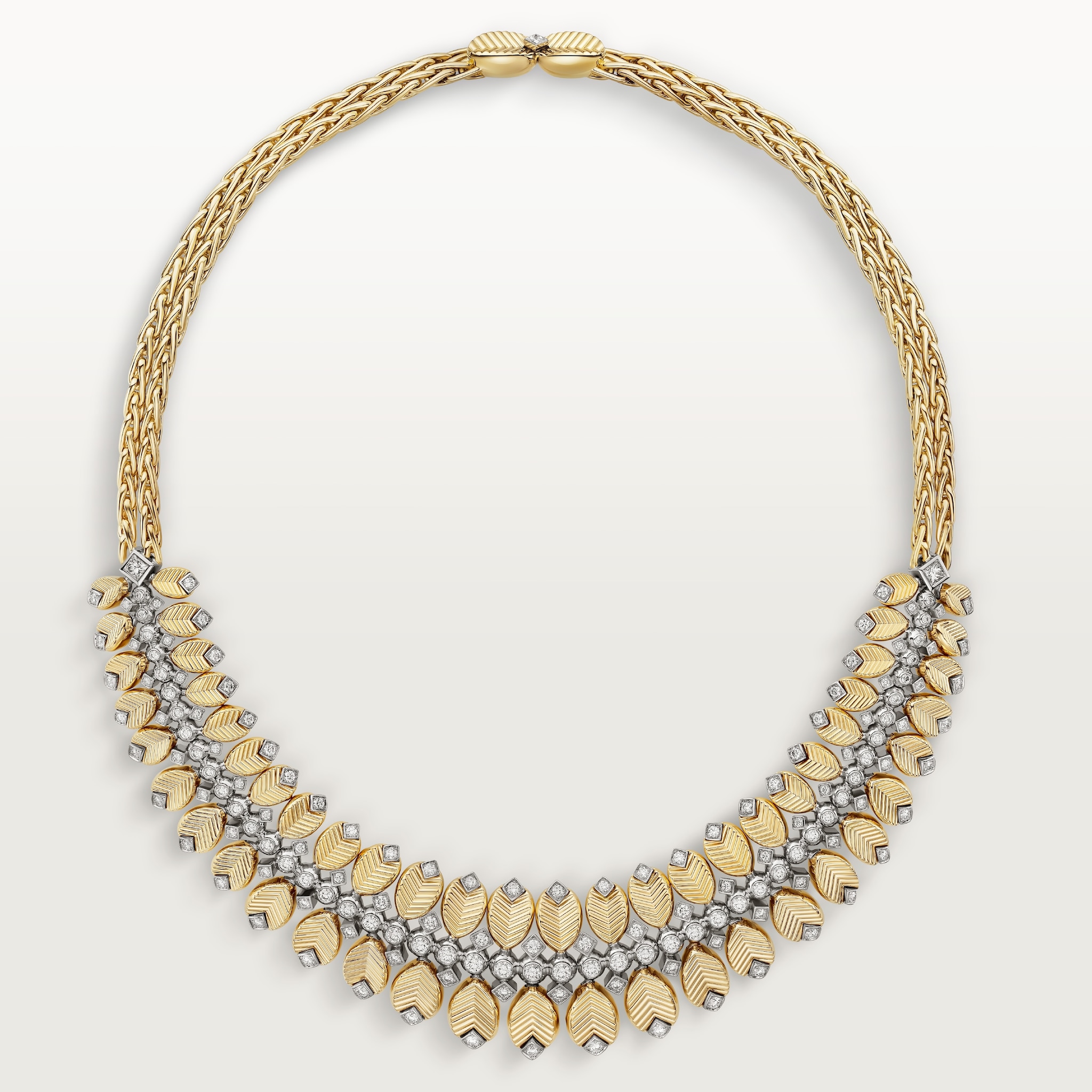 グラン ドゥ カフェ ネックレスイエローゴールド、ホワイトゴールド、ダイヤモンド