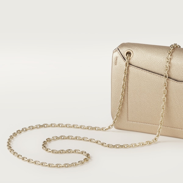 ポーチ パンテール グラフィック ゴールドメタリック カーフスキン、ゴールドフィニッシュ