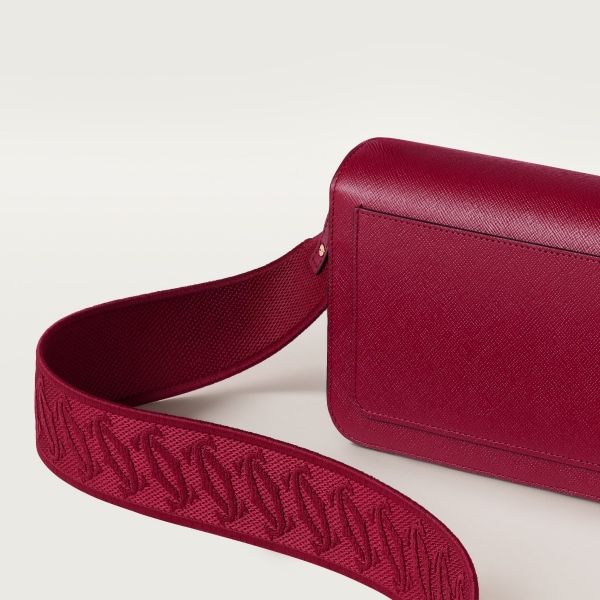 イーストウェストバッグ C ドゥ カルティエ  チェリーレッド テクスチャー カーフスキン、刺繡入り、ゴールドフィニッシュ