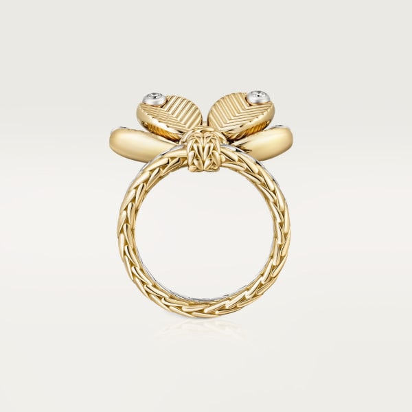 グラン ドゥ カフェ リング、ダイヤモンド イエローゴールド、ホワイトゴールド、ダイヤモンド