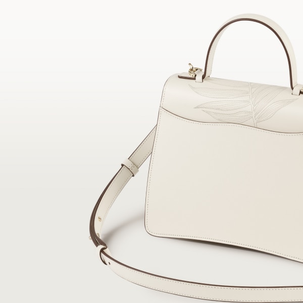 スモール バッグ パンテール C  ソルトホワイト グレインド カーフスキン、ジャングル エンブロイダリー、ゴールドフィニッシュ