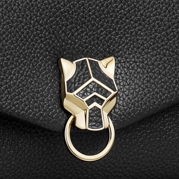 ナノ バッグ パンテール グラフィック  ブラック グレイン カーフスキン、ゴールドフィニッシュ