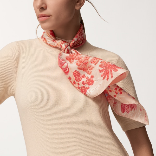 カルティエ 薄ピンク系 シルク スカーフ｜ファッション 