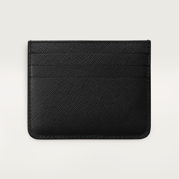カード ホルダー C ドゥ カルティエ ブラック テクスチャー カーフスキン、刺繡入り、ゴールドフィニッシュ