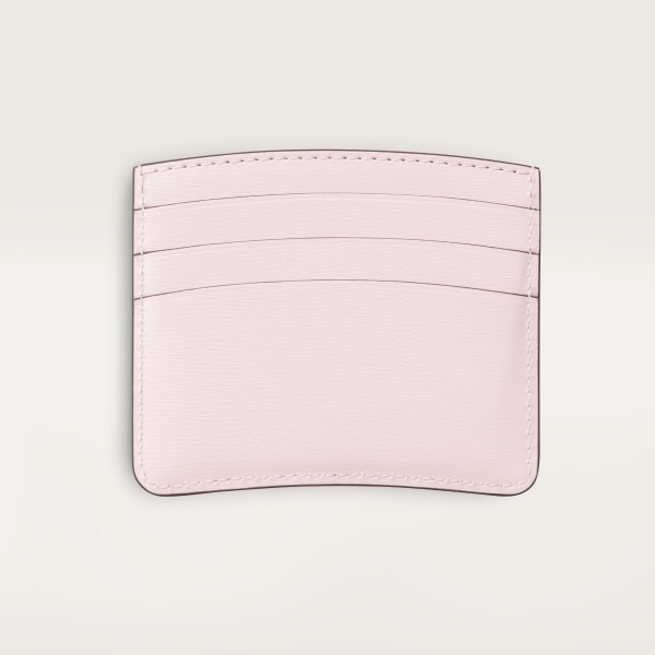 カード ホルダー パンテール C  ペタルピンク カーフスキン、「Cartier」ロゴのエンボス加工、ゴールドフィニッシュ