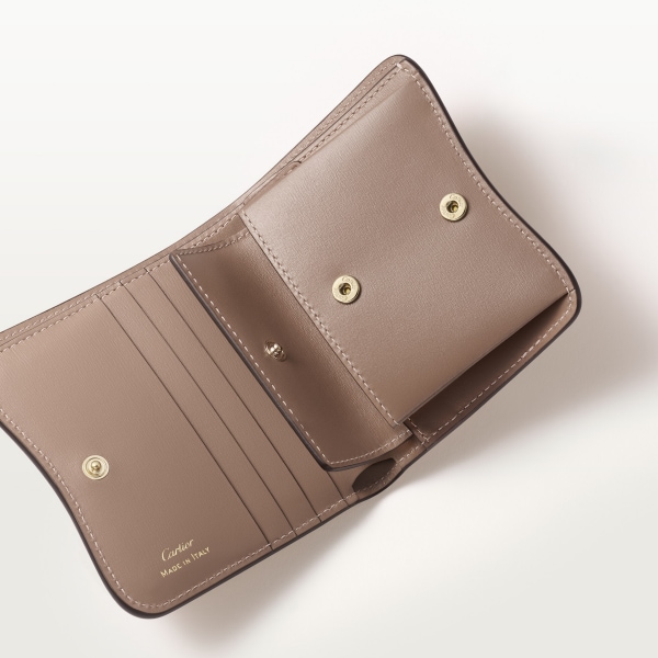 ウォレット パンテール C  クレイカラー グレインド カーフスキン、ゴールドフィニッシュ
